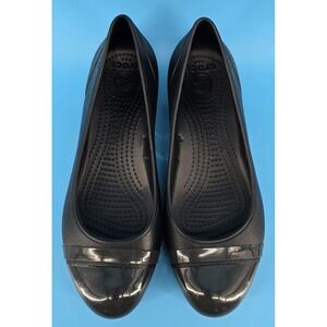 Crocs Cap Toe Ballet Flats Women's 9 Black Gray 12300 Casual Shoes Minimalist